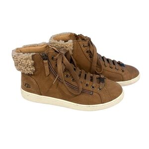 UGG High Top Sneakers with Shearling Detail Chestnut Women’s Size 8